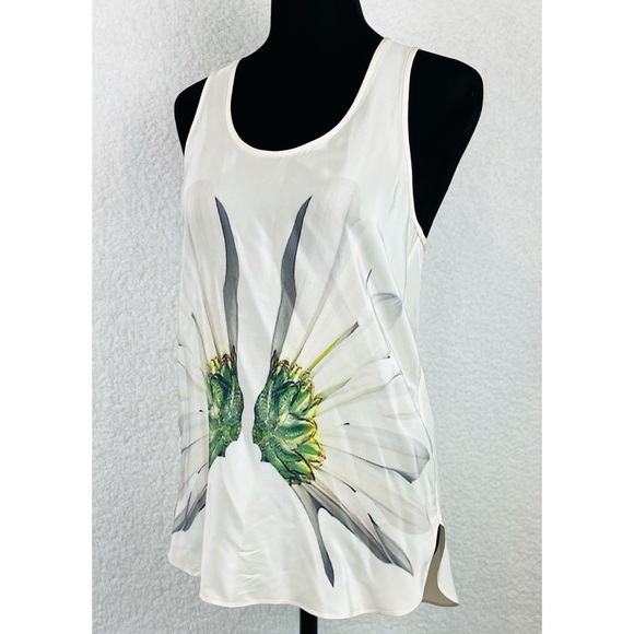 TIBI • White Silk Floral Racerback Tank Top, 0 - Picture 15 of 15